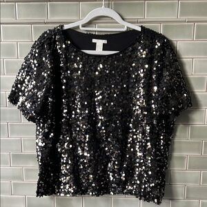 Sequin Black Top